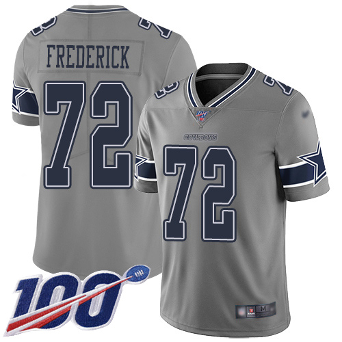 Men Dallas Cowboys Limited Gray Travis Frederick #72 100th Season Inverted Legend NFL Jersey